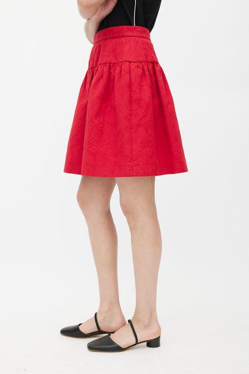 Dolce 
Gabbana Red Jacquard Floral Skirt