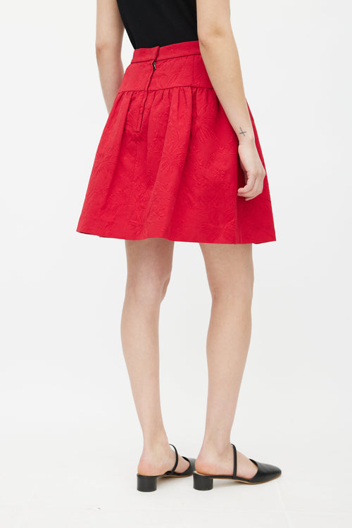 Dolce 
Gabbana Red Jacquard Floral Skirt