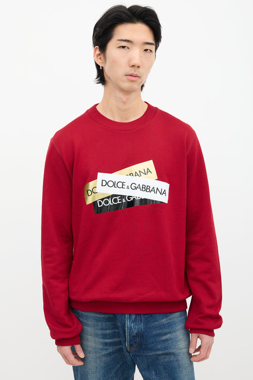 Dolce 
Gabbana Red Layered Box Logo Crewneck