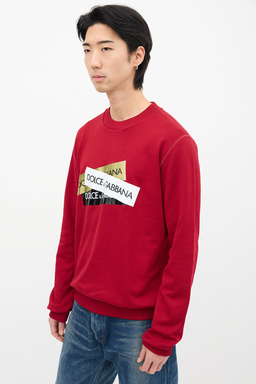 Dolce 
Gabbana Red Layered Box Logo Crewneck