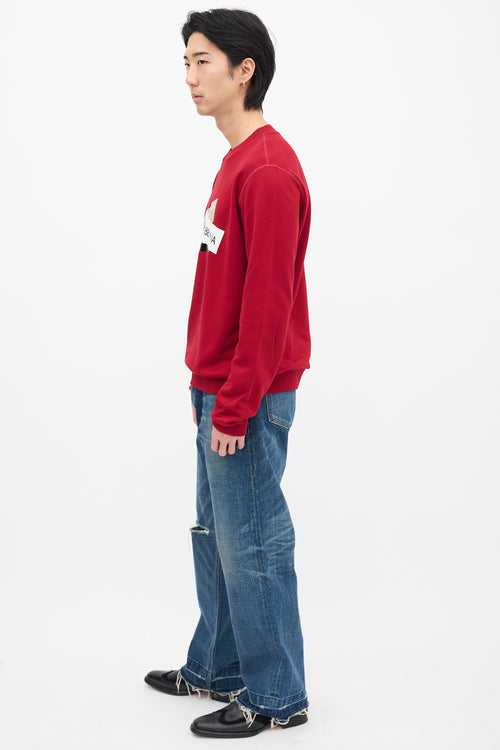 Dolce 
Gabbana Red Layered Box Logo Crewneck