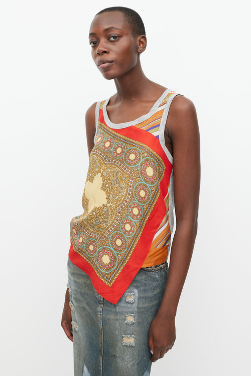 Dolce 
Gabbana Red 
Multicolour Printed Silk Tank Top