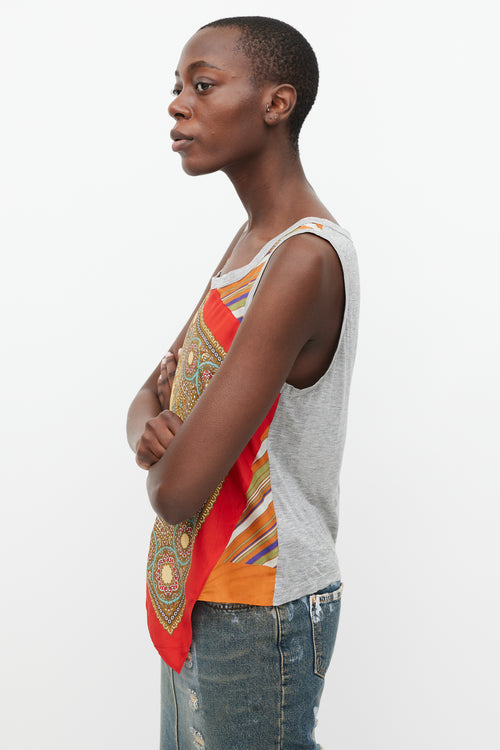 Dolce 
Gabbana Red 
Multicolour Printed Silk Tank Top