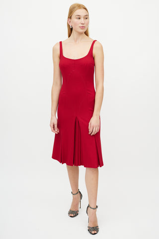 Dolce 
Gabbana Red Sleeveless Godet Dress