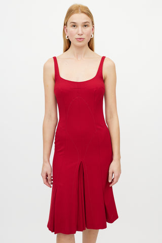 Dolce 
Gabbana Red Sleeveless Godet Dress