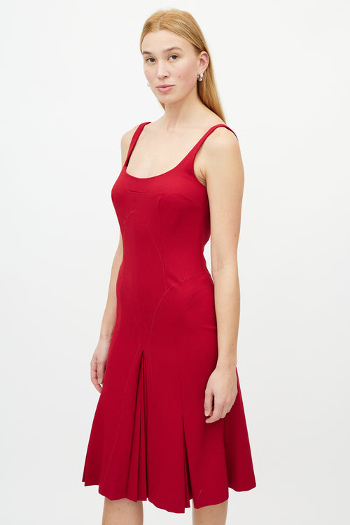 Dolce 
Gabbana Red Sleeveless Godet Dress