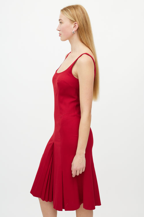 Dolce 
Gabbana Red Sleeveless Godet Dress