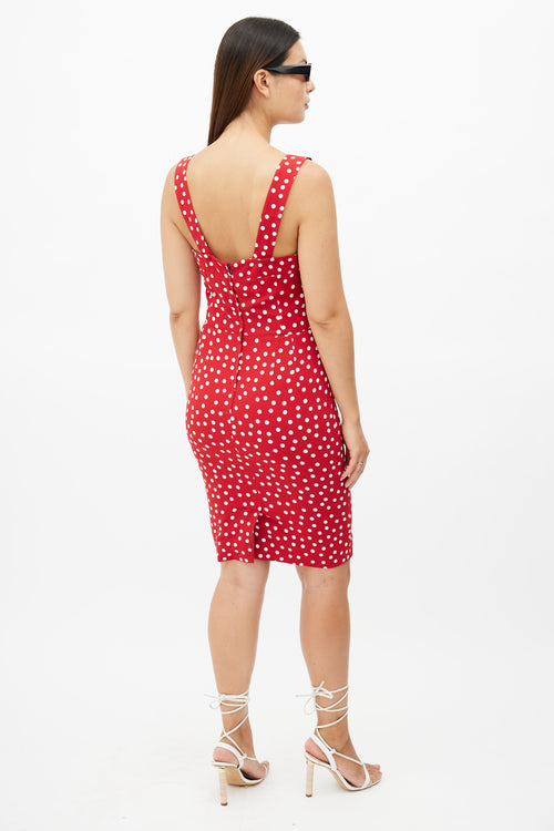 Dolce 
Gabbana Red 
White Polka Dot Crepe Dress