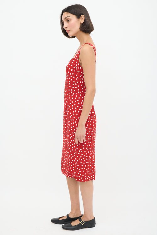 Dolce 
Gabbana Red 
White Polka Dot Midi Dress