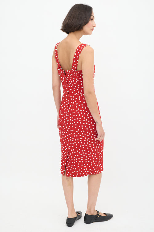 Dolce 
Gabbana Red 
White Polka Dot Midi Dress