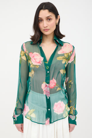 Dolce 
Gabbana Silk Floral Sheer Shirt