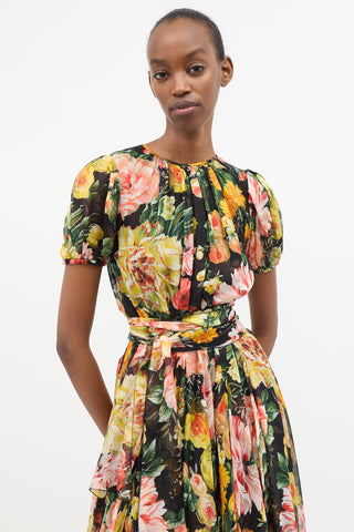 Dolce 
Gabbana Silk Floral Tie Waist Dress