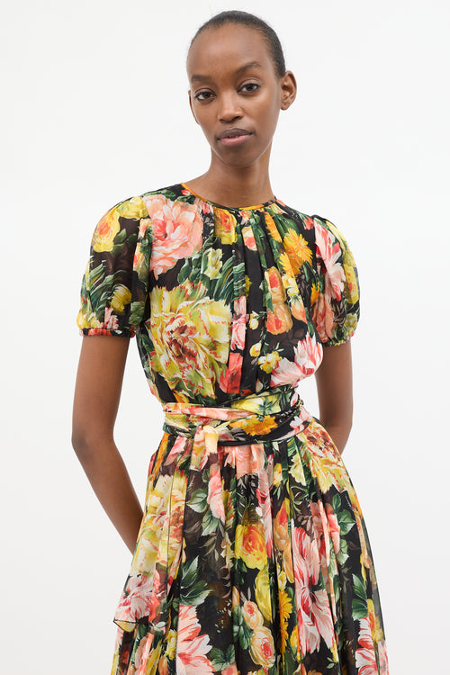 Dolce 
Gabbana Silk Floral Tie Waist Dress