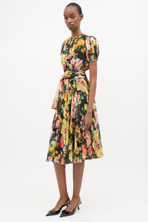 Dolce 
Gabbana Silk Floral Tie Waist Dress