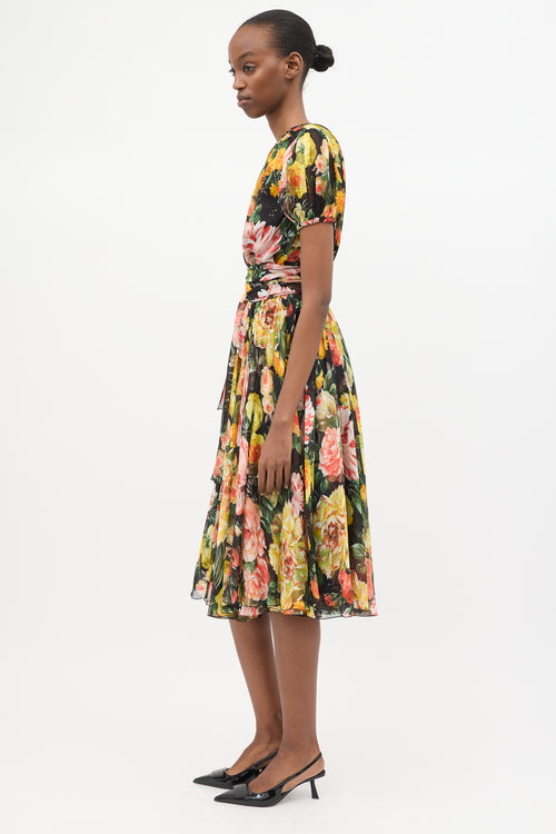 Dolce 
Gabbana Silk Floral Tie Waist Dress