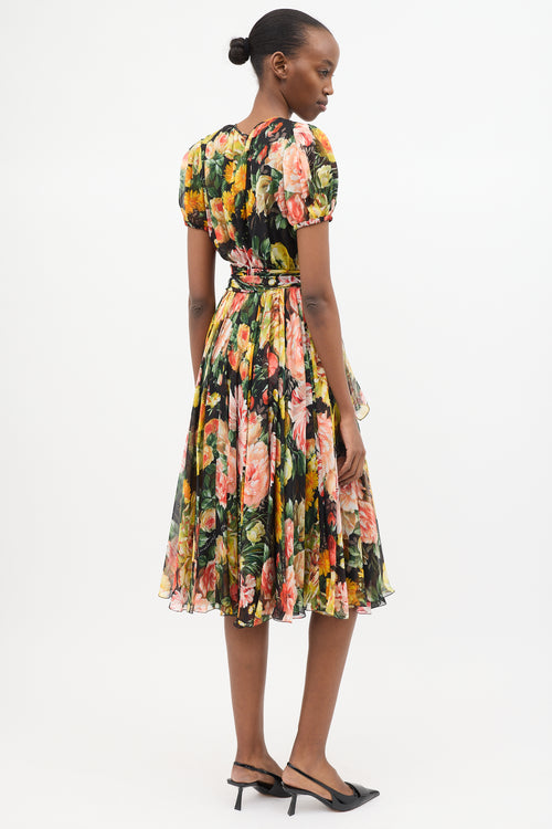 Dolce 
Gabbana Silk Floral Tie Waist Dress