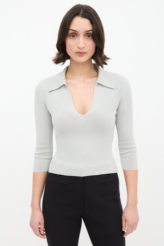 Dolce 
Gabbana Slate Grey Collared V-Neck Top