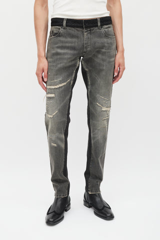 Dolce 
Gabbana Washed Black Distressed Skinny Jeans