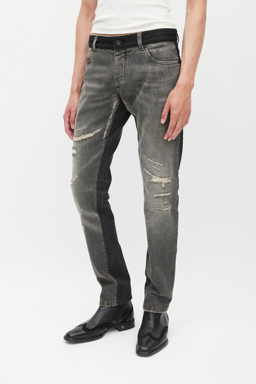 Dolce 
Gabbana Washed Black Distressed Skinny Jeans