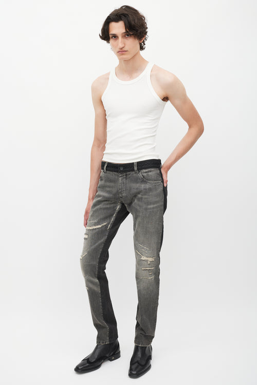 Dolce 
Gabbana Washed Black Distressed Skinny Jeans