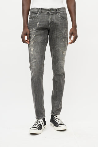 Dolce 
Gabbana Washed Grey Distressed Slim Jeans