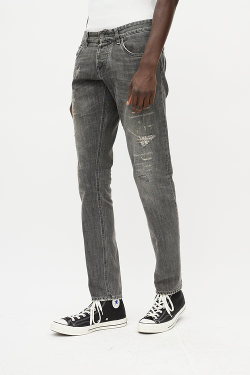 Dolce 
Gabbana Washed Grey Distressed Slim Jeans