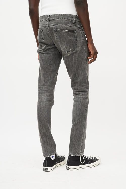 Dolce 
Gabbana Washed Grey Distressed Slim Jeans