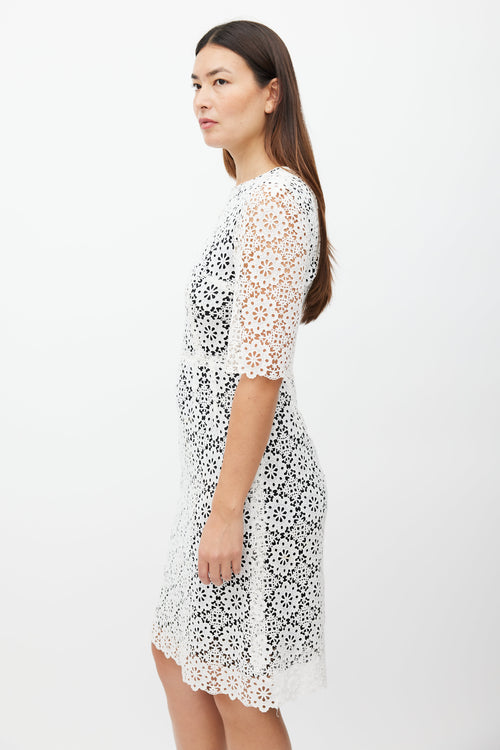 Dolce 
Gabbana White 
Black Floral Eyelet Dress