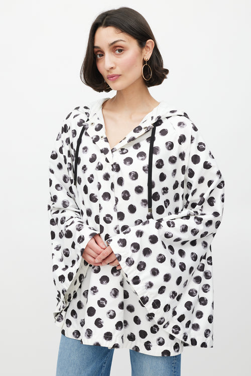 Dolce 
Gabbana White 
Black Polka Dot Rain Cape