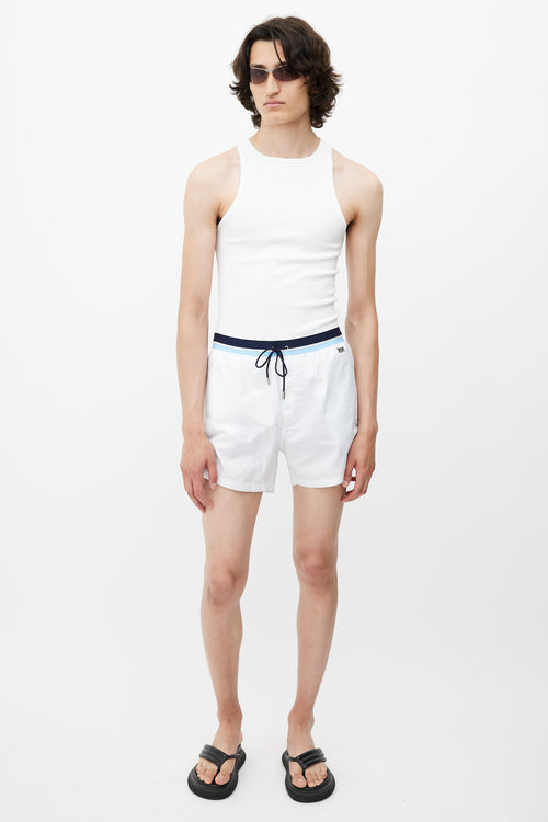 Dolce 
Gabbana White 
Blue Stripe Swim Short