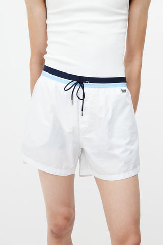 Dolce 
Gabbana White 
Blue Stripe Swim Short