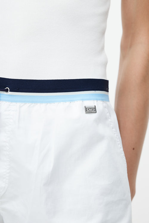 Dolce 
Gabbana White 
Blue Stripe Swim Short