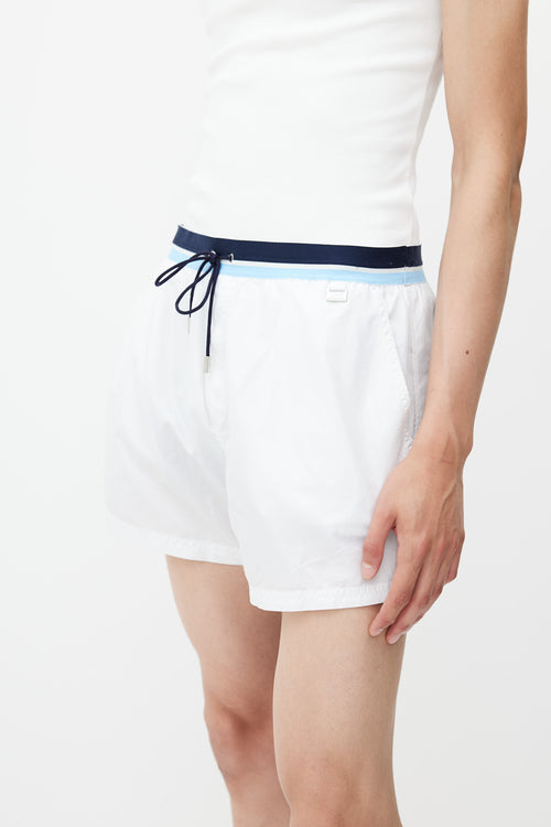 Dolce 
Gabbana White 
Blue Stripe Swim Short