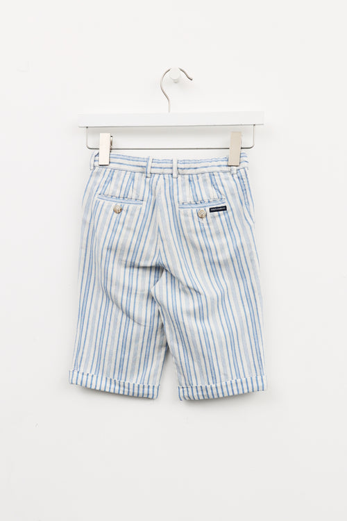 Dolce 
Gabbana Kids White and Blue Striped Shorts