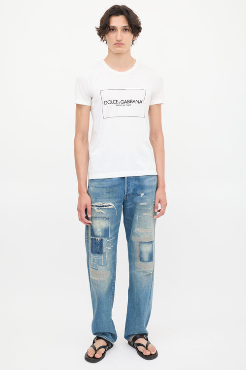 Dolce 
Gabbana White Box Logo 
Label T-Shirt