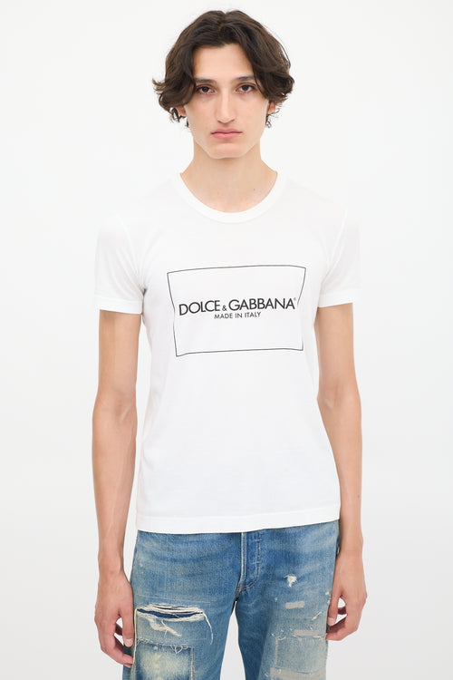 Dolce 
Gabbana White Box Logo 
Label T-Shirt