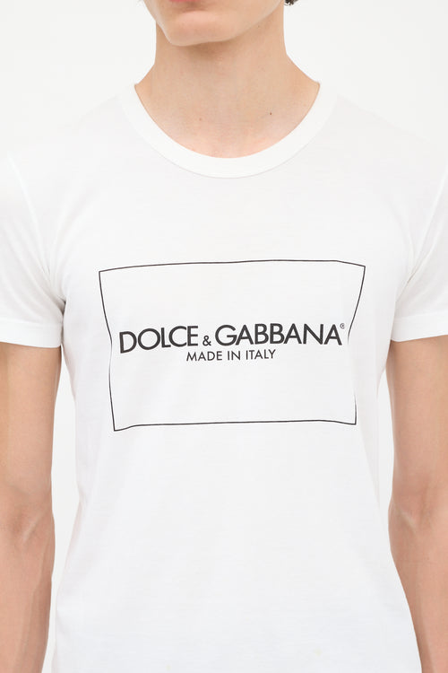 Dolce 
Gabbana White Box Logo 
Label T-Shirt