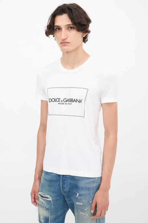 Dolce 
Gabbana White Box Logo 
Label T-Shirt