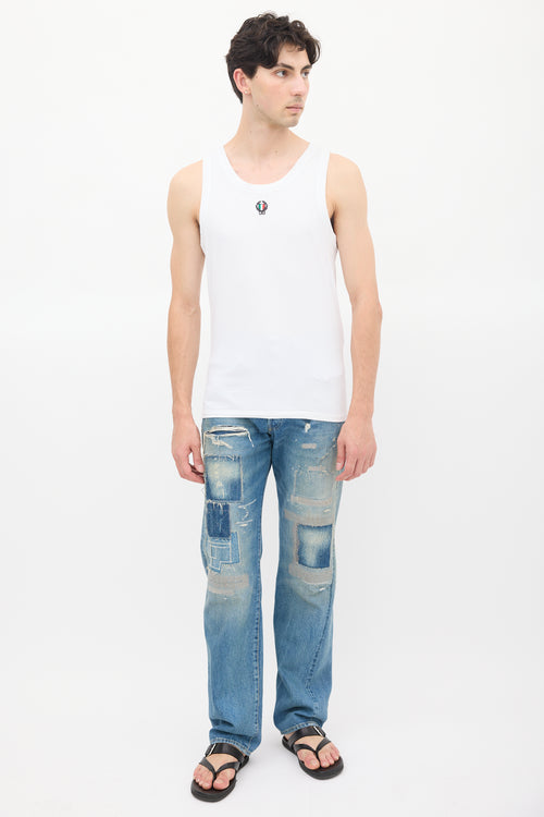 Dolce 
Gabbana White Crest Patch Logo Tank Top