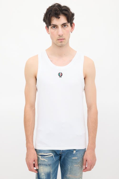 Dolce 
Gabbana White Crest Patch Logo Tank Top