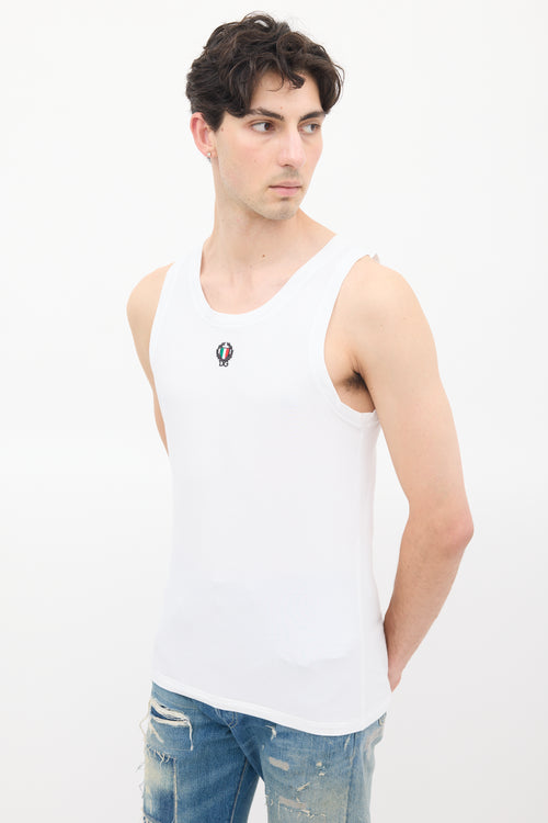 Dolce 
Gabbana White Crest Patch Logo Tank Top