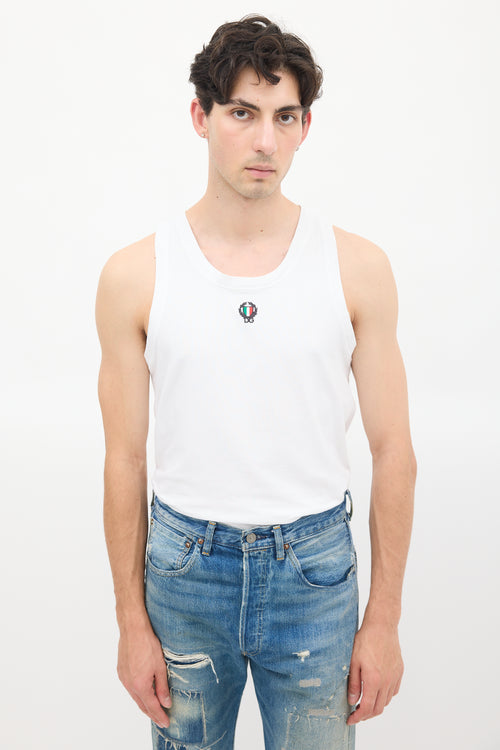 Dolce 
Gabbana White Crest Patch Logo Tank Top