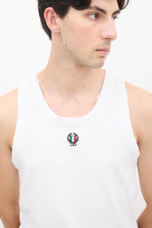 Dolce 
Gabbana White Crest Patch Logo Tank Top