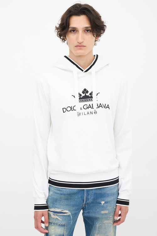 Dolce 
Gabbana White Crown Logo Hoodie