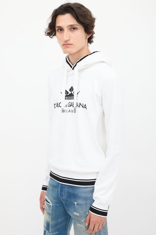 Dolce 
Gabbana White Crown Logo Hoodie