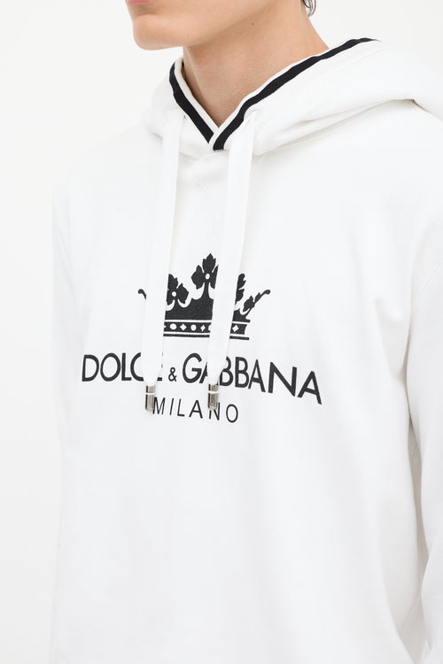 Dolce 
Gabbana White Crown Logo Hoodie