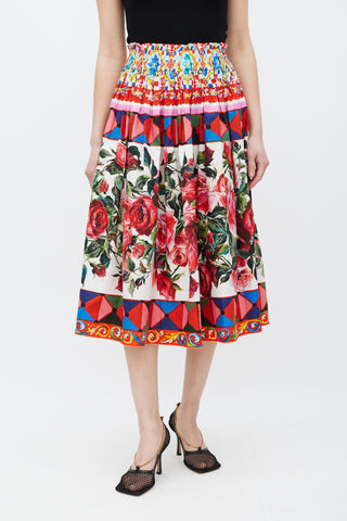 Dolce 
Gabbana White 
Multicolour Floral Mambo Skirt