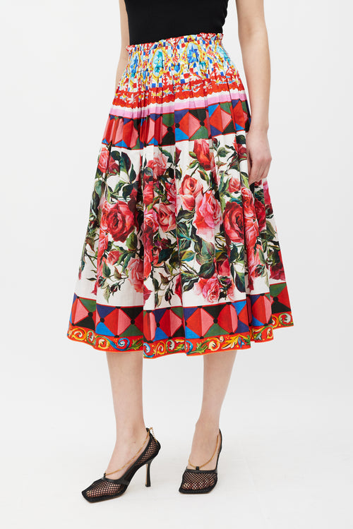 Dolce 
Gabbana White 
Multicolour Floral Mambo Skirt