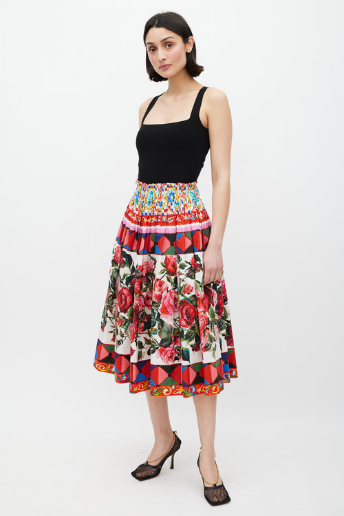 Dolce 
Gabbana White 
Multicolour Floral Mambo Skirt