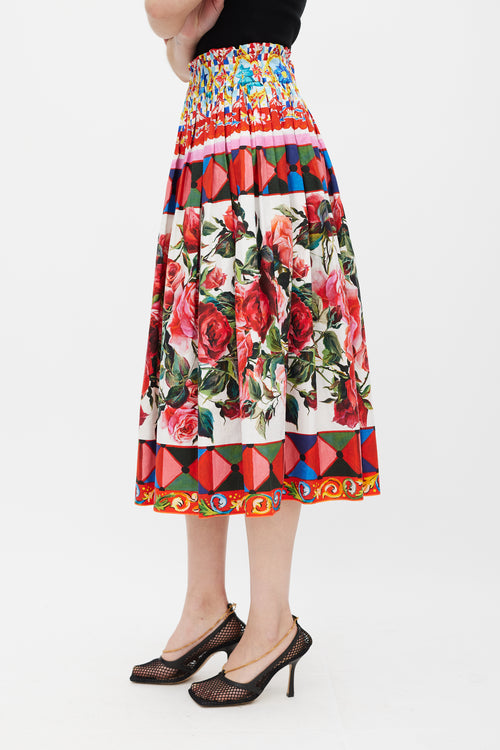 Dolce 
Gabbana White 
Multicolour Floral Mambo Skirt